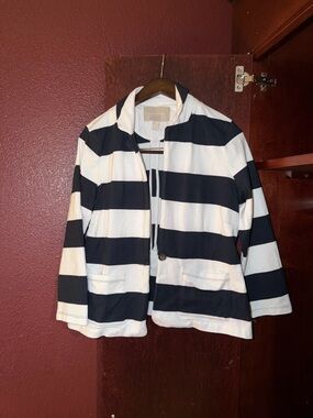 Banana Republic Navy and White Striped Jacket L NWOT